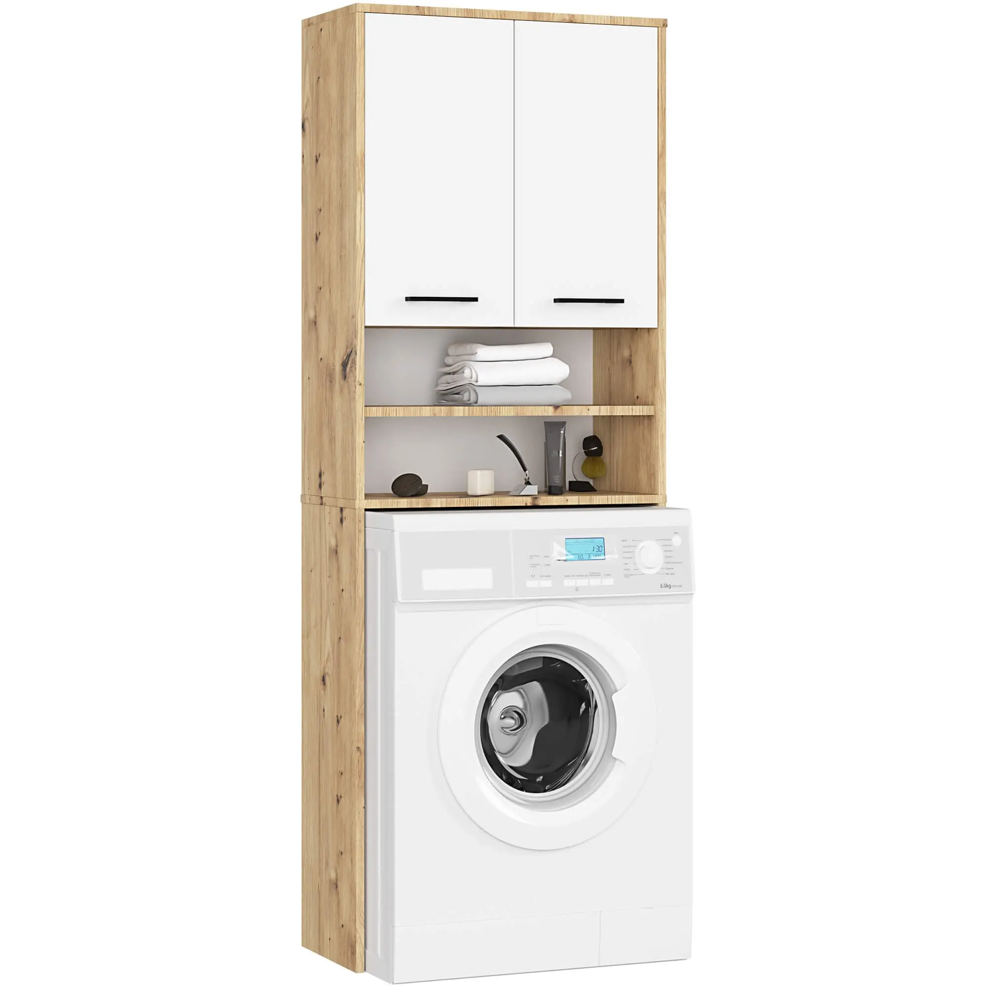 Ak furniture Koupelnová skříňka nad pračku FIN dub artisan/bílá