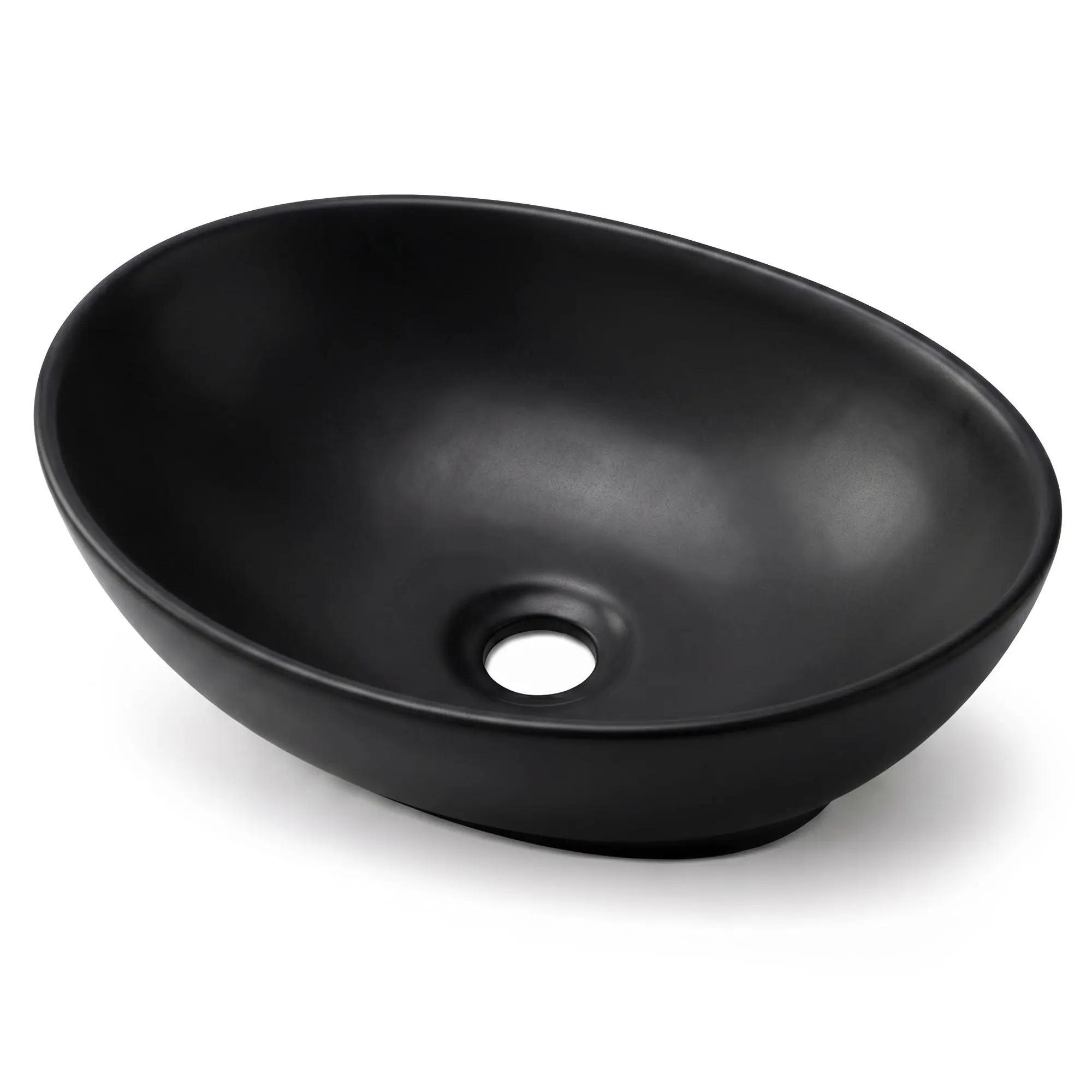 Ak furniture Keramické umyvadlo na desku OVALIS 41 cm matné černé