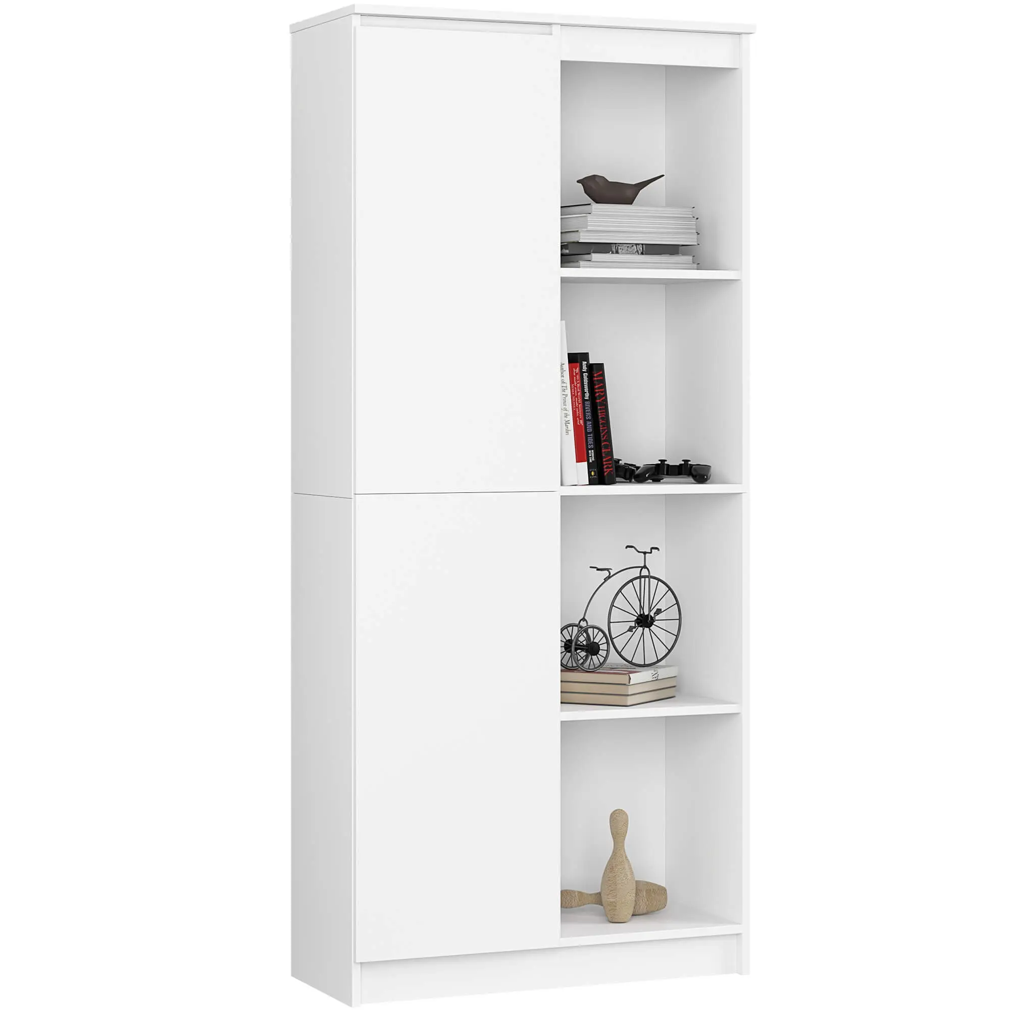 Ak furniture Regál Rexa 80 cm 1 skříňka a 4 police bílý