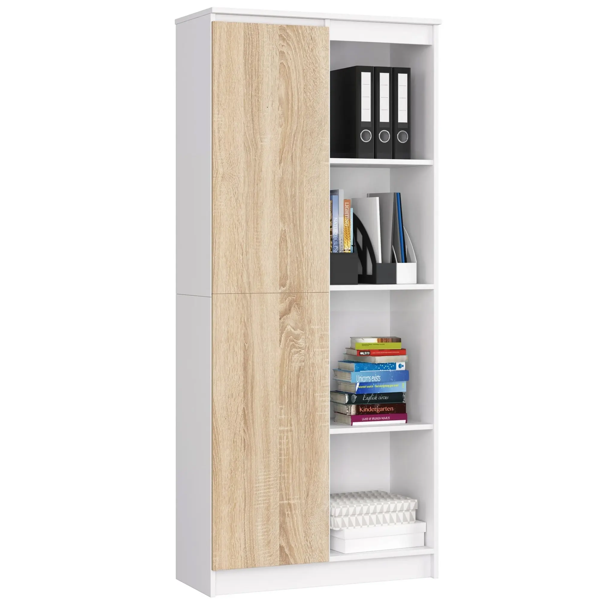 Ak furniture Regál Rexa 80 cm 1 skříňka a 4 police bílý/sonoma
