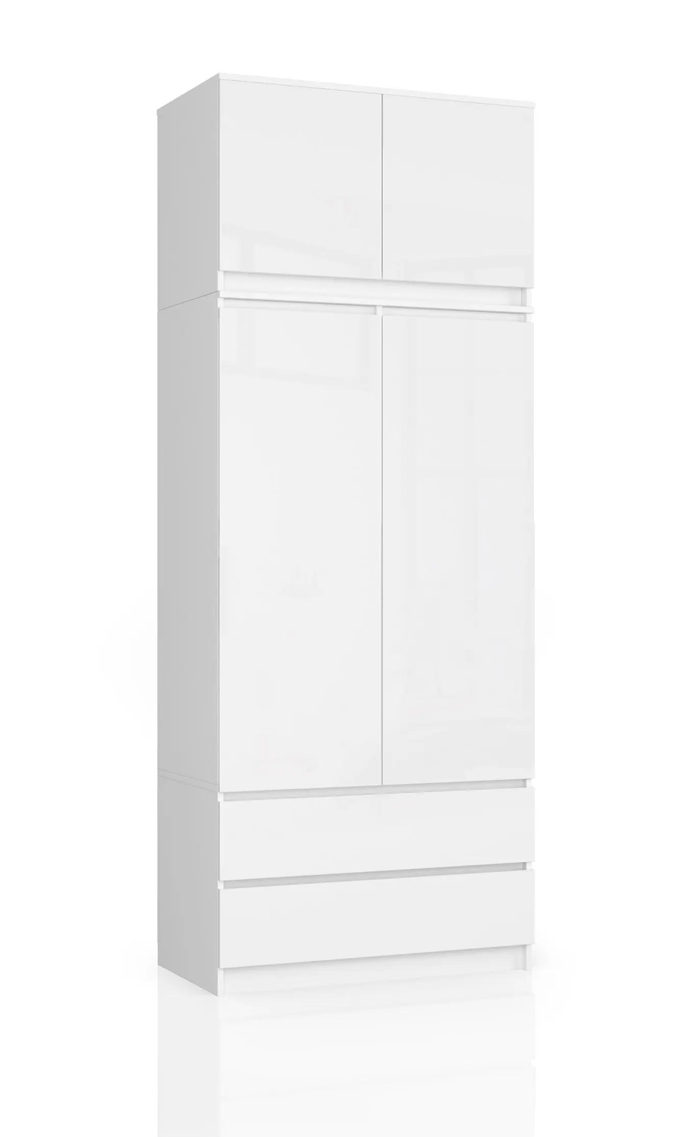 Ak furniture Šatní skříň s nástavcem Star 90 cm bílá lesk