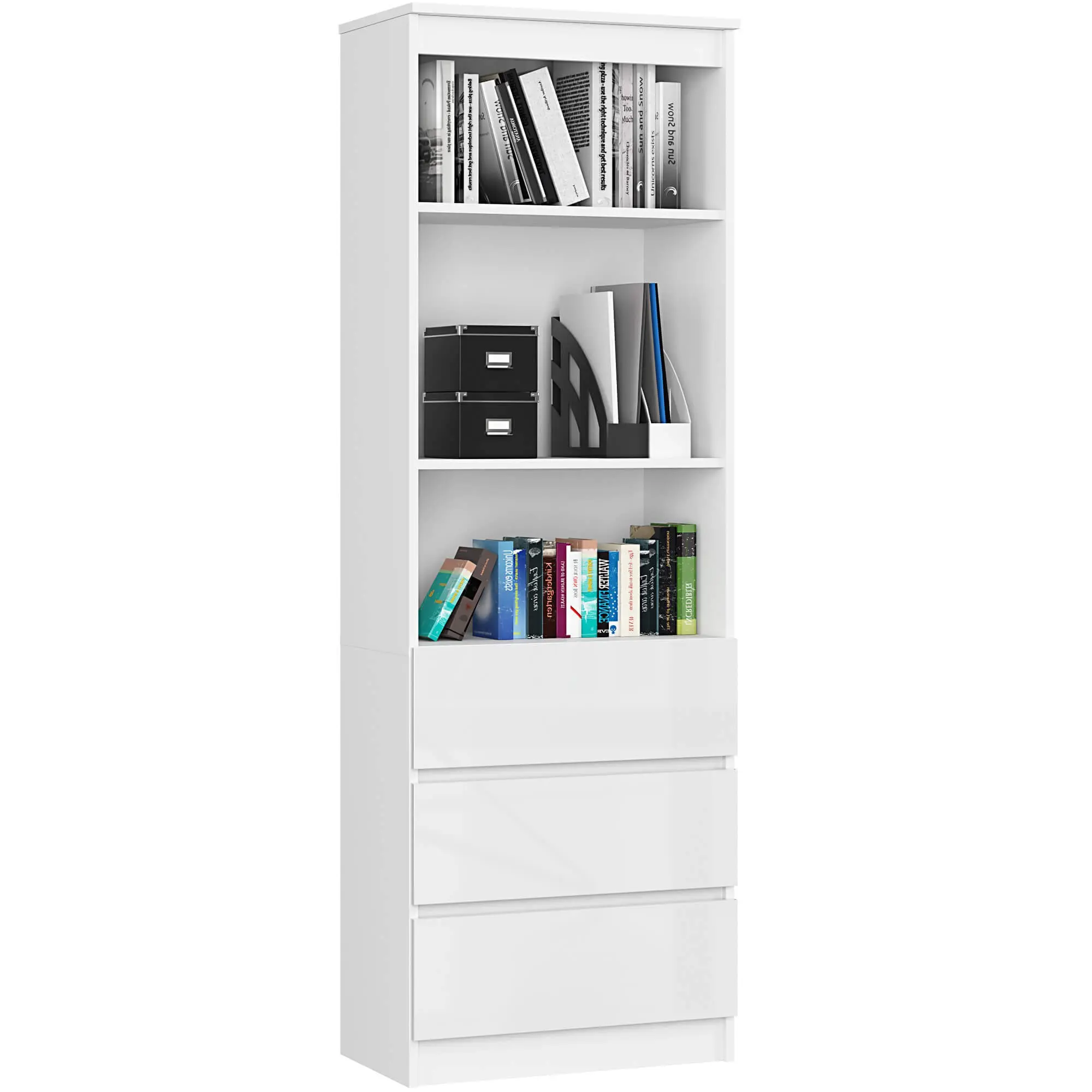 Ak furniture Knihovna Star 60 cm bílý mat/bílý lesk