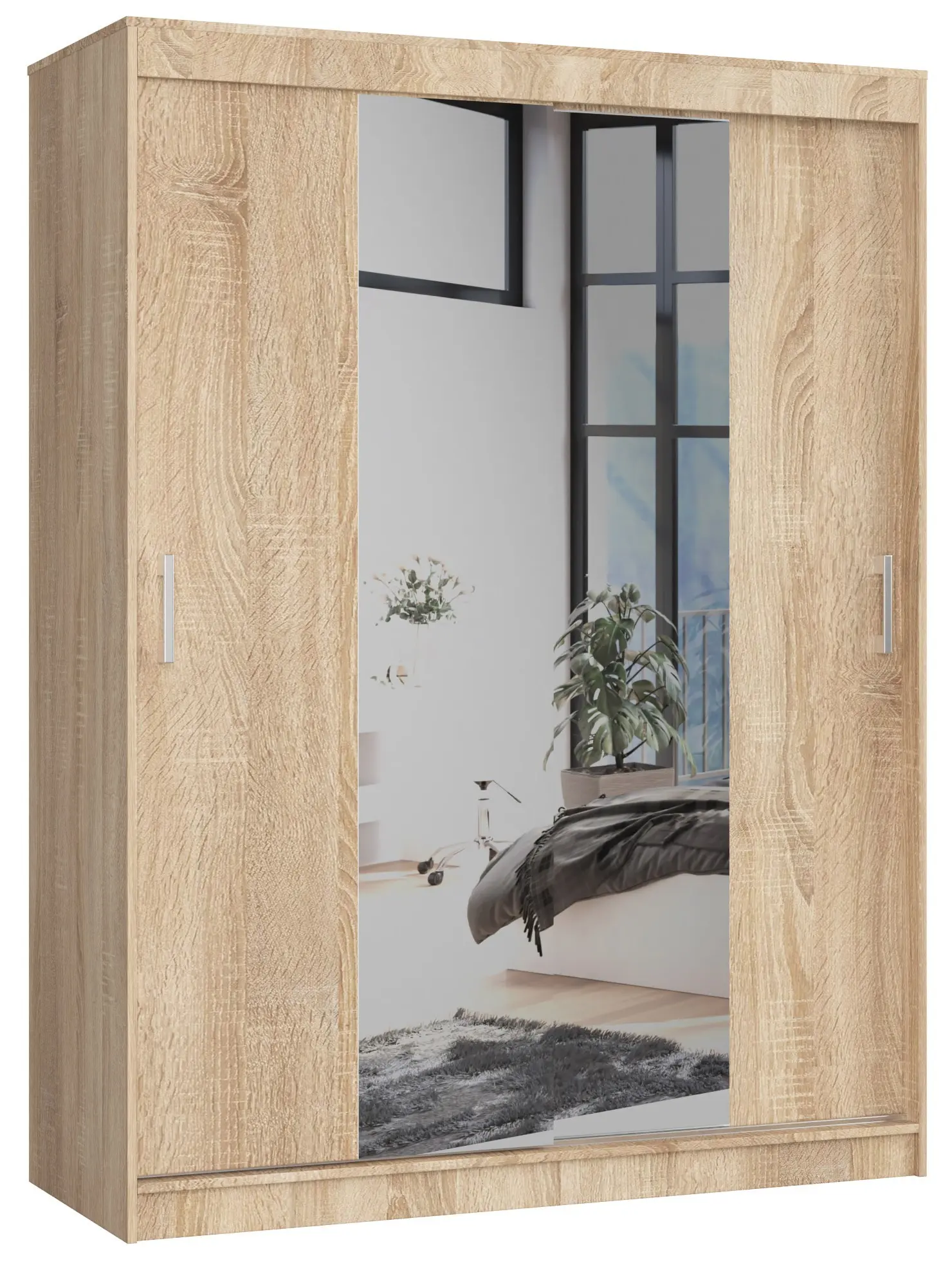 Ak furniture Šatní skříň se zrcadlem Reton 150 cm dub sonoma