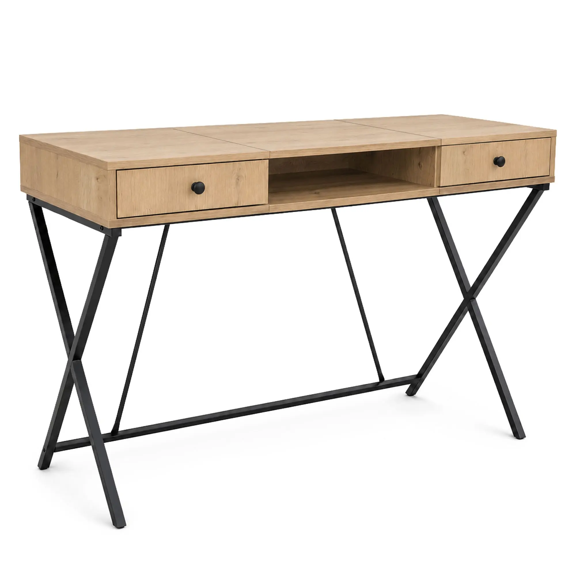 Kancelářský industriální stůl CROSSLINE dub Artisan / černé nohy