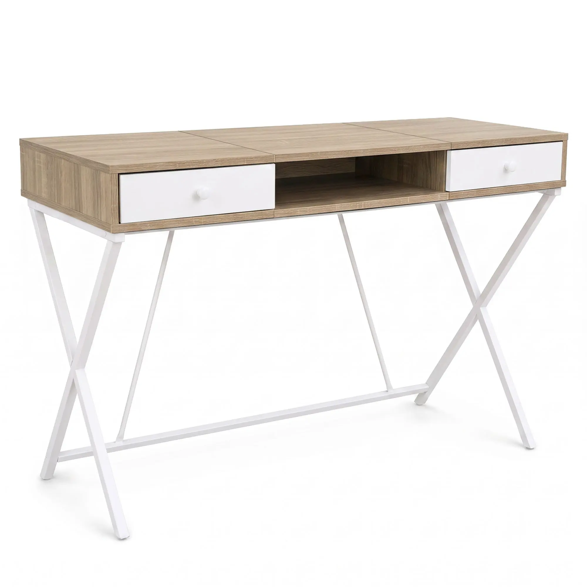 Ak furniture Psací stůl Crossline 120 cm bílý/dub Sonoma
