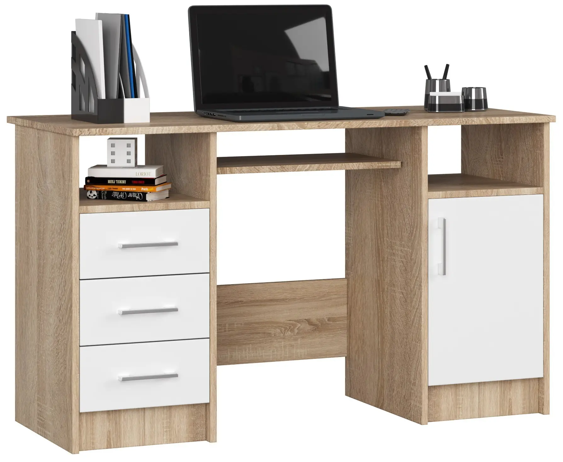 Ak furniture Volně stojící psací stůl Ana 124 cm dub sonoma/bílý