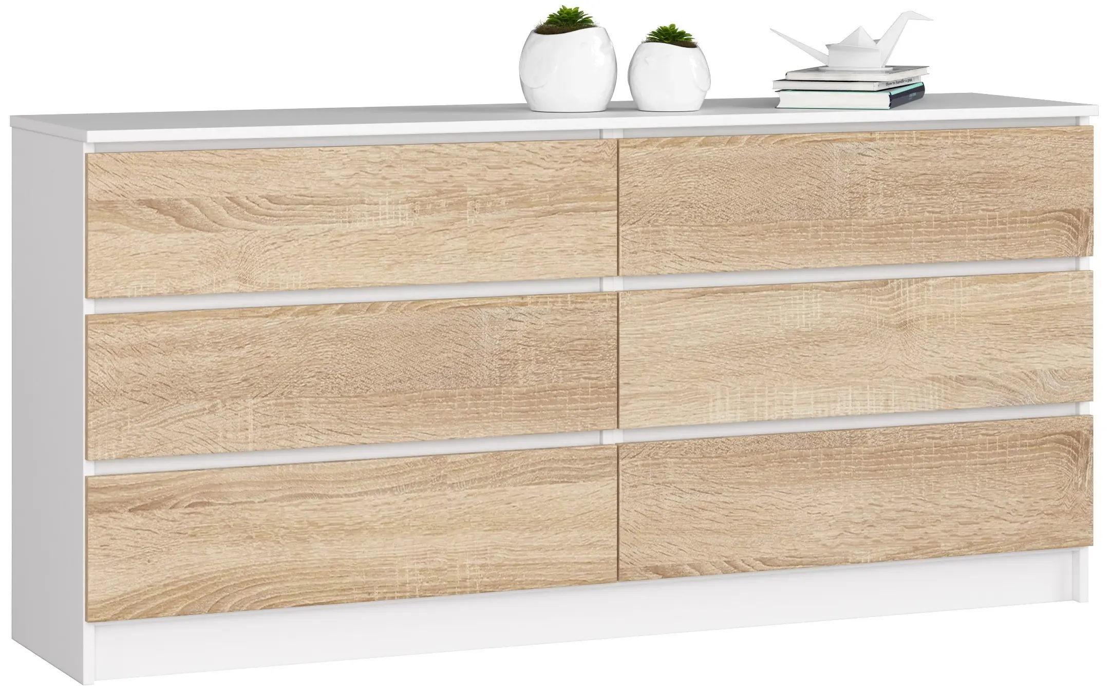 Ak furniture Komoda Rollo V 160 cm bílá/dub sonoma