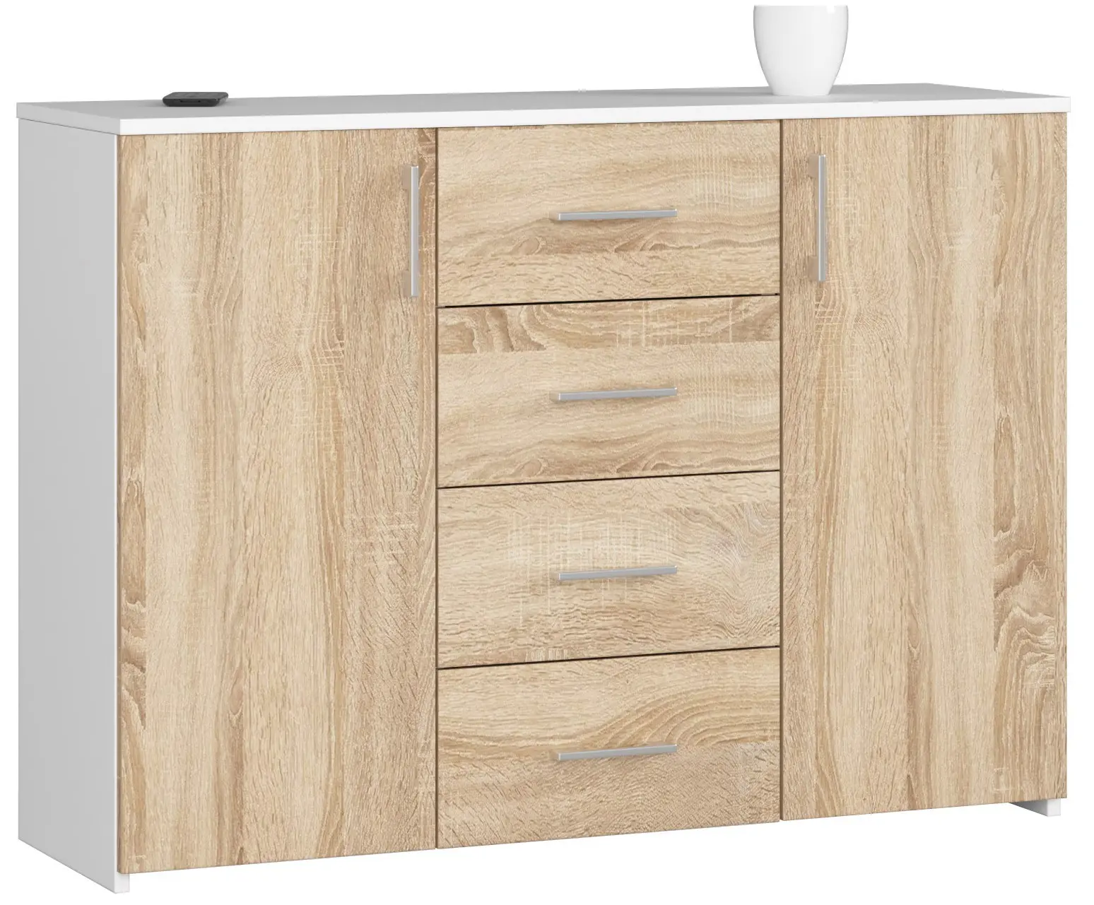 Ak furniture Komoda Torvi K 110 cm bílá/dub sonoma