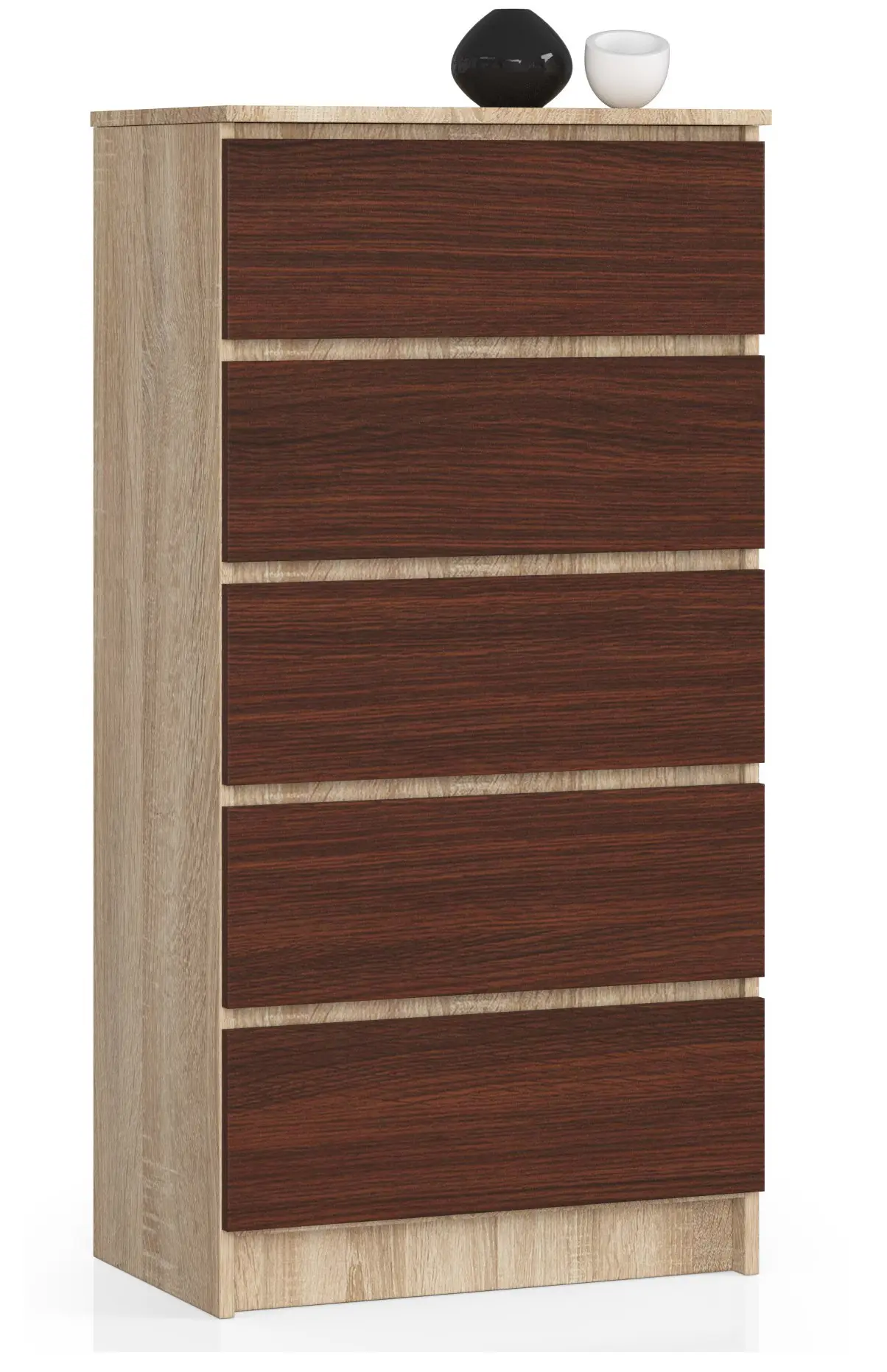 Ak furniture Komoda Kuba 60 cm - 5 šuplíků dub sonoma/wenge