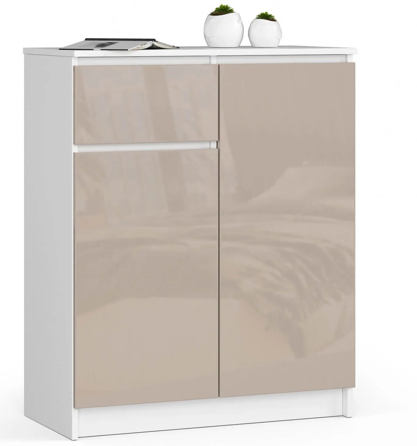 Ak furniture Komoda Kuba 80 cm bílá/cappuccino