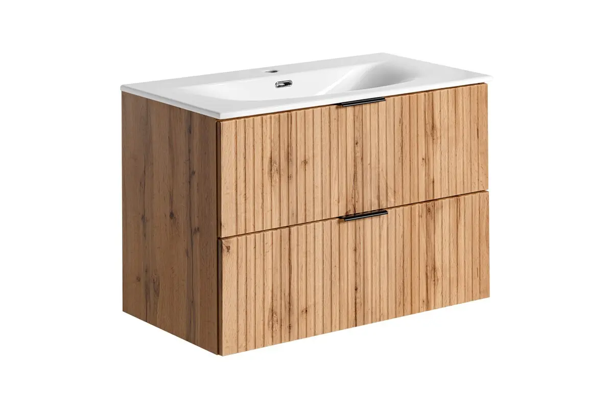 Comad Koupelnová skříňka s keramickým umyvadlem Adel Oak 80 cm - dub wotan