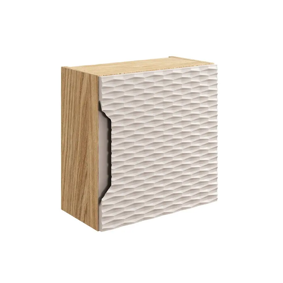 Comad Koupelnová skříňka závěsná horní Qubik Ocean Beige 35 béžová/dub olejovaný