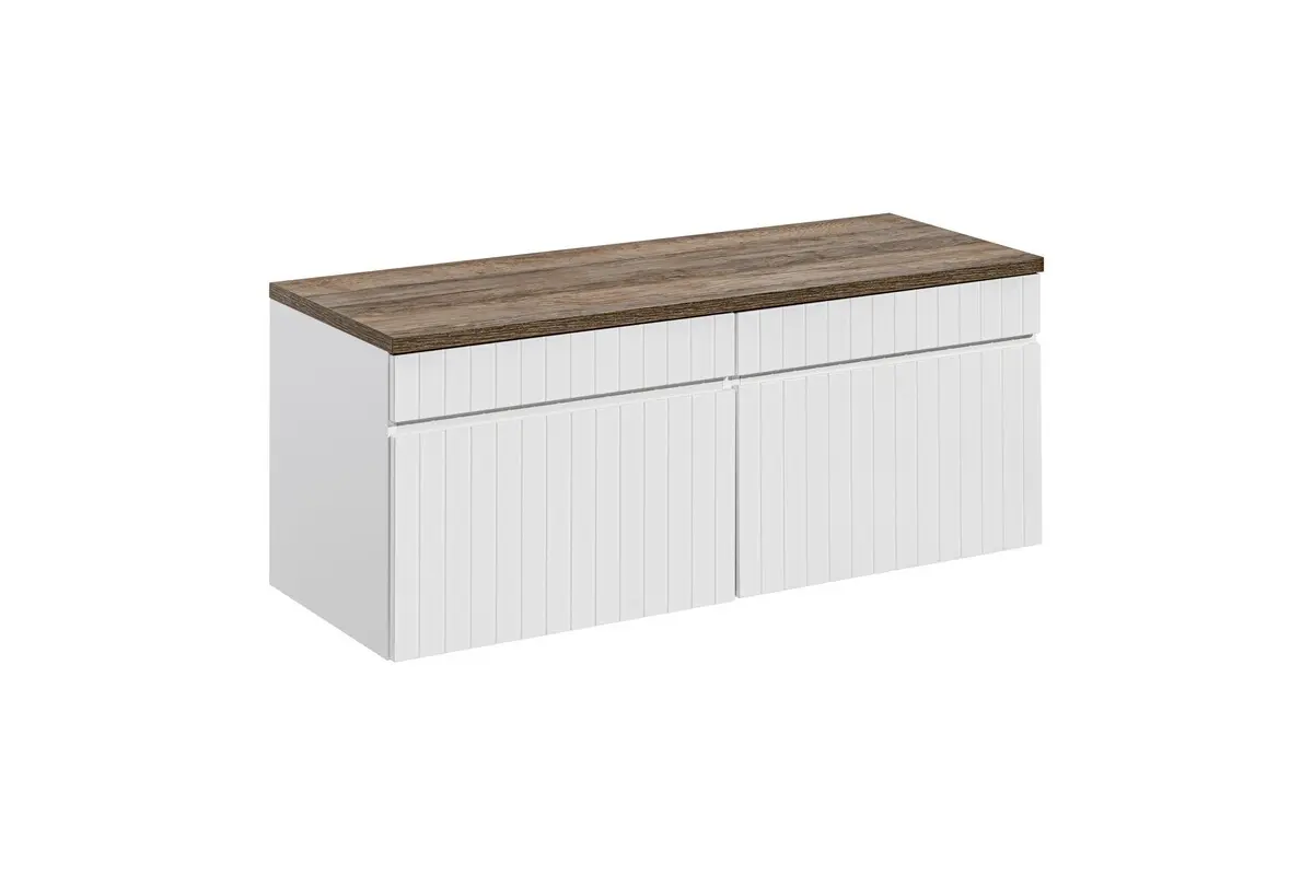 Comad Závěsná skříňka pod umyvadlo Iconic s deskou 120 cm bílá/dub santa fe vintage
