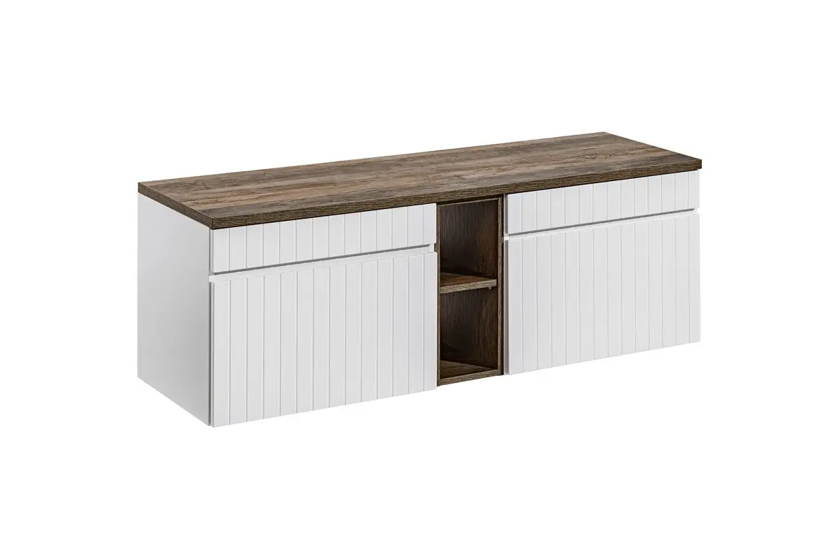 Comad Koupelnová skříňka pod deskové umyvadlo set Iconic White 140 bílá/dub sante fe vintage