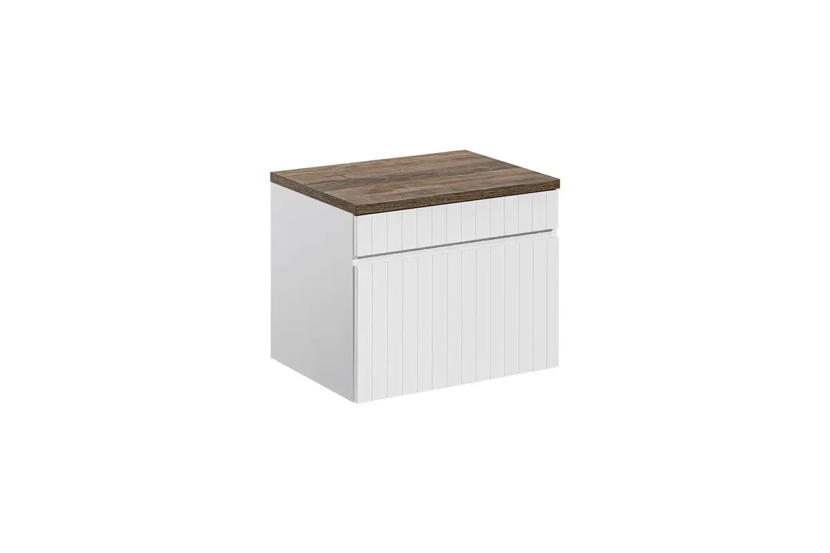 Comad Závěsná skříňka Iconic s deskou 80 cm bílá/dub santa fe vintage