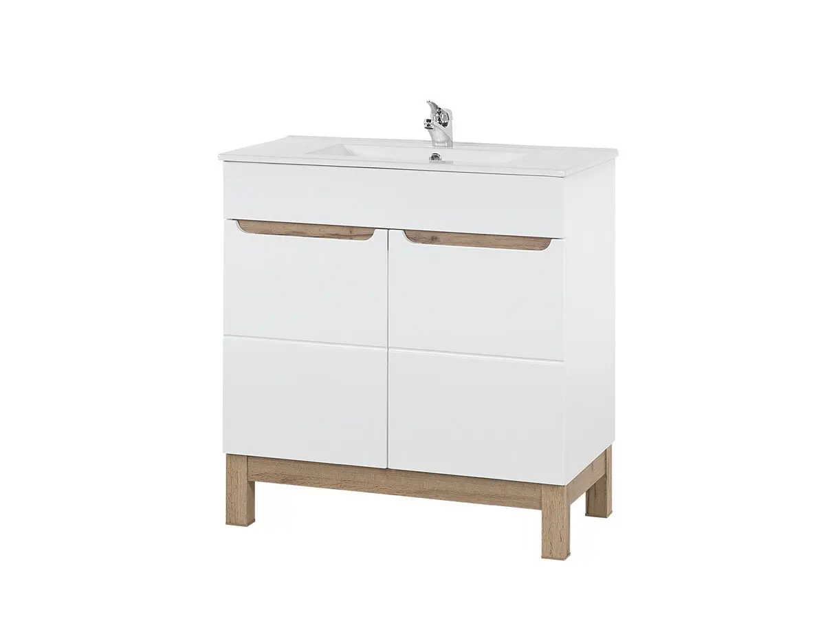 Comad Umyvadlová skříňka Bali White I se zápustným umyvadlem 80 cm bílá/dub wotan