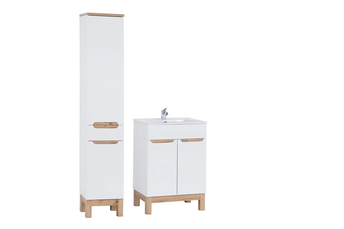 Comad Koupelnová sestava Bali se zápustným umyvadlem a skříňkami 60 cm bílá/dub votan