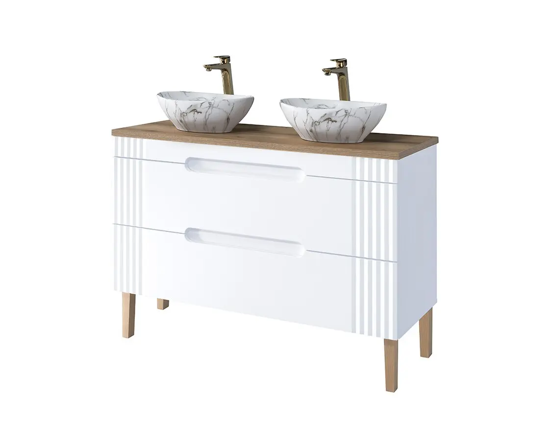 Comad Koupelnová skříňka s deskovými umyvadly set Fiji White 120 bílá/dub coast evoke