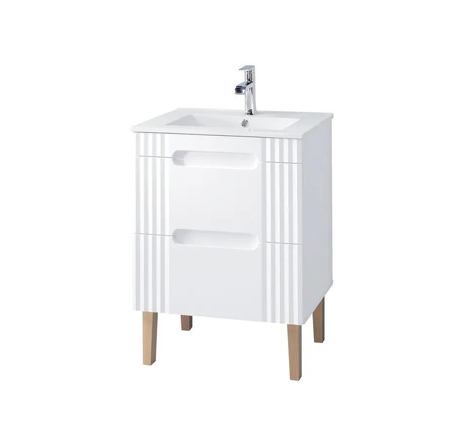 Comad Koupelnová skříňka Fiji Lava se zápustným umyvadlem 60 cm bílá/dub coast evoke