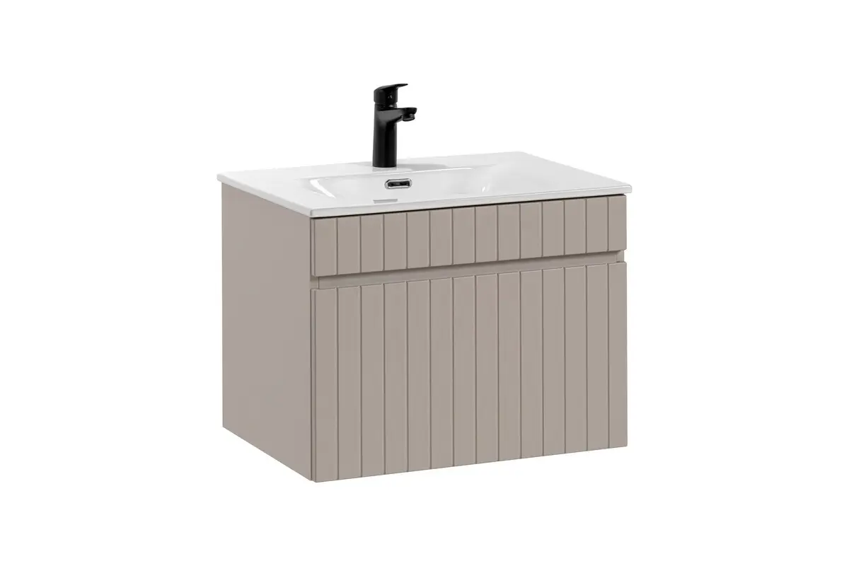 Comad Koupelnová skříňka s keramickým umyvadlem Iconic Cashmere 60 cm - černá mat