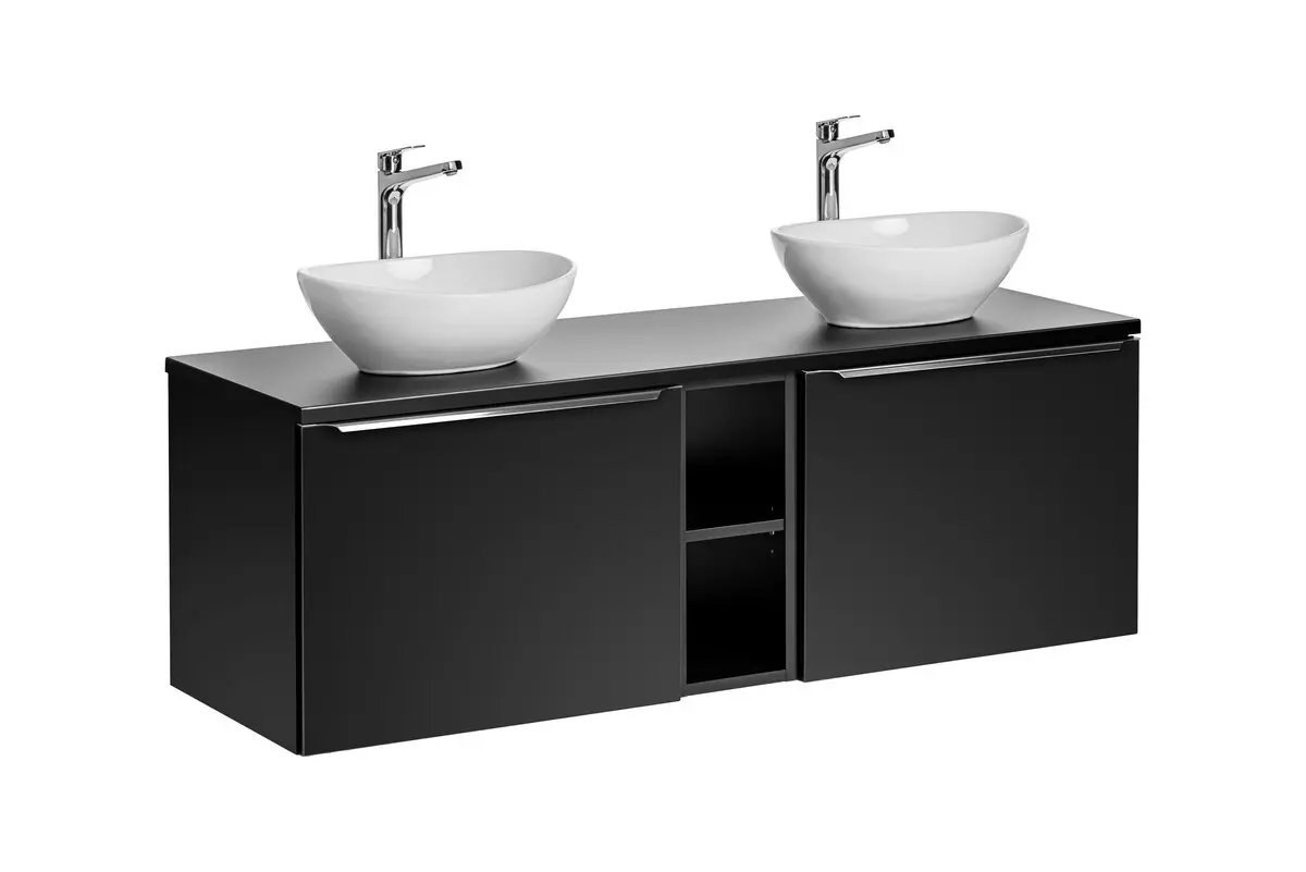 Comad Koupelnová skříňka s deskovými umyvadly set Santa Fe Black 140 černá