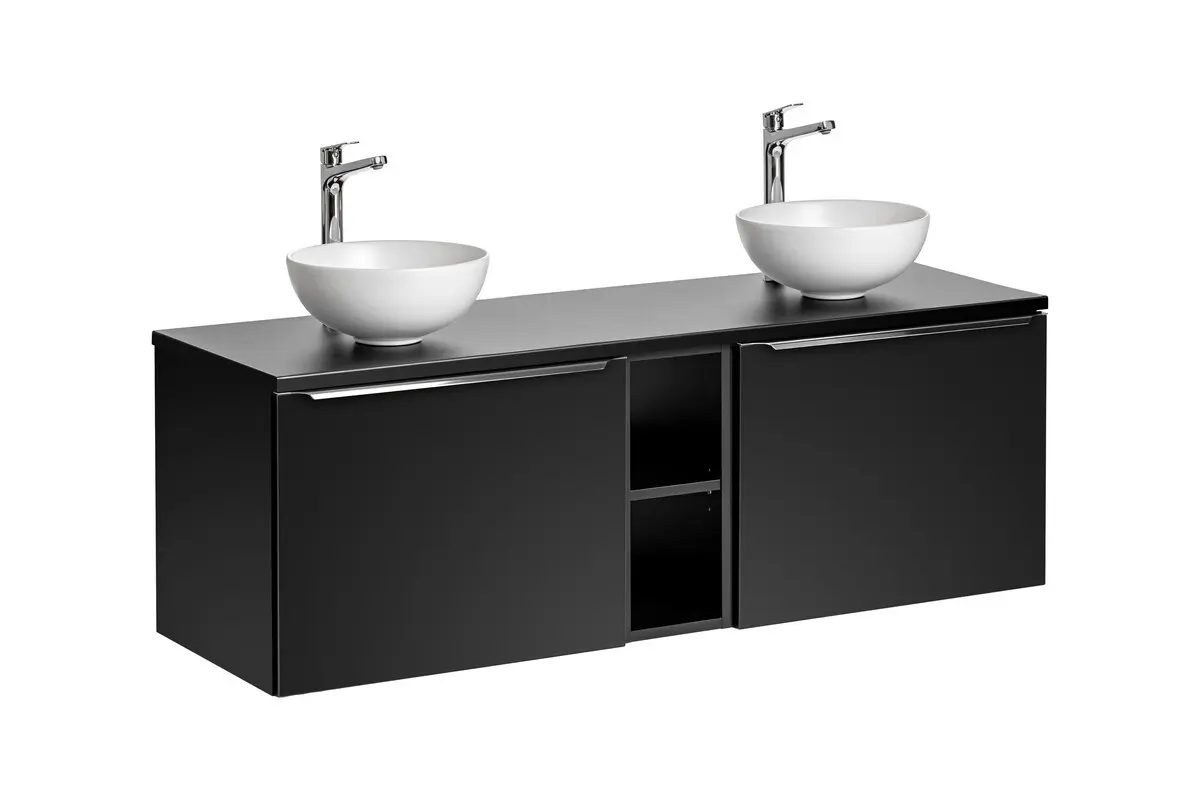 Comad Koupelnová skříňka s deskovými umyvadly set Santa Fe Black 140 černá