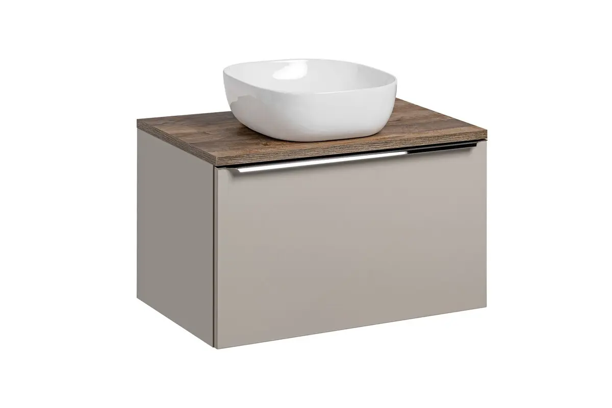 Comad Závěsná skříňka Santa Fe s deskou a umyvadlem 80 cm taupe/dub santa fe vintage