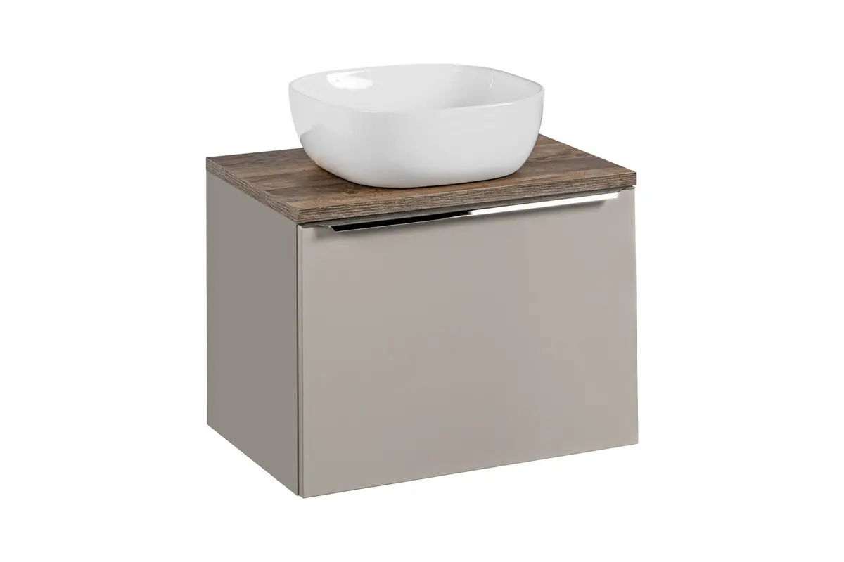 Comad Závěsná skříňka SantaFe Smile s deskou a umyvadlem 60 cm taupe/dub santa fe vintage
