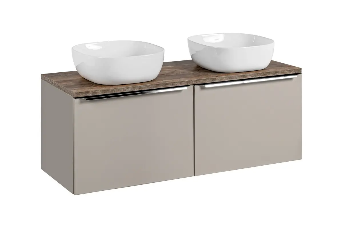 Comad Koupelnová skříňka s deskovými umyvadly set Santa Fe Taupe 120 šedohnědá/dub santa fe