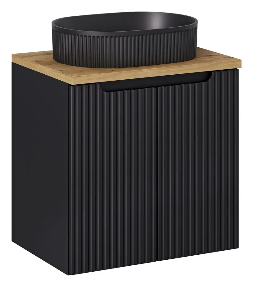 Comad Skříňka s umyvadlem Nova Black Beyond II s umyvadlem 60 cm černá/dub evoke