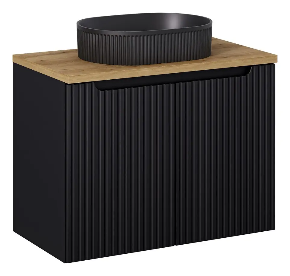 Comad Koupelnová skříňka s deskovým umyvadlem SET-NOB B OAK 80 černá mat/dub coast evoke