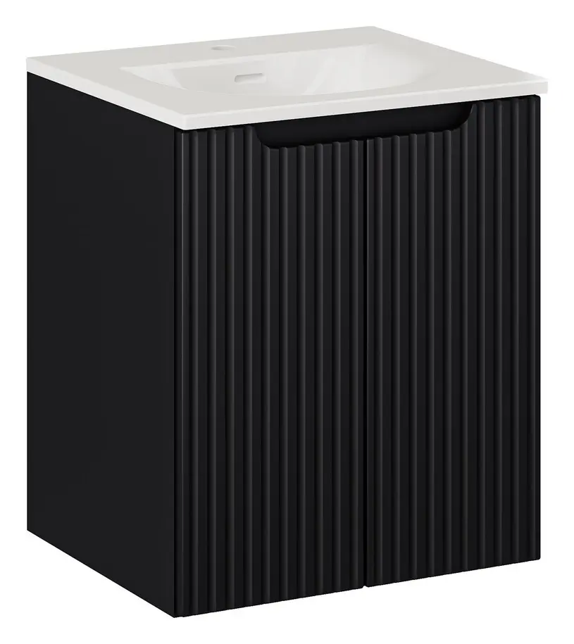 Comad Koupelnová skříňka s keramickým umyvadlem Nova Black II 50 cm - čerrná mat