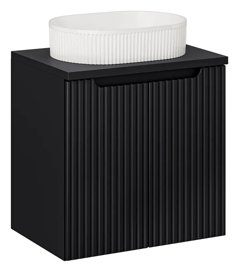 Comad Závěsná skříňka Nova Black Beyond s deskou a umyvadlem 60 cm černá