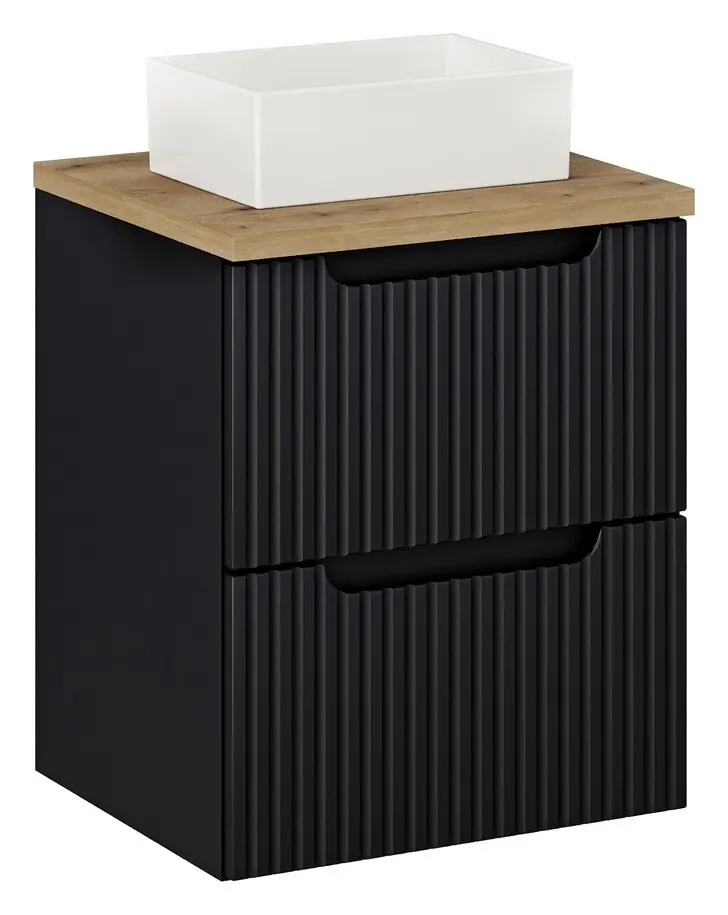 Comad Závěsná skříňka Nova Black Gaja I s deskou a umyvadlem 50 cm černá/dub evoke
