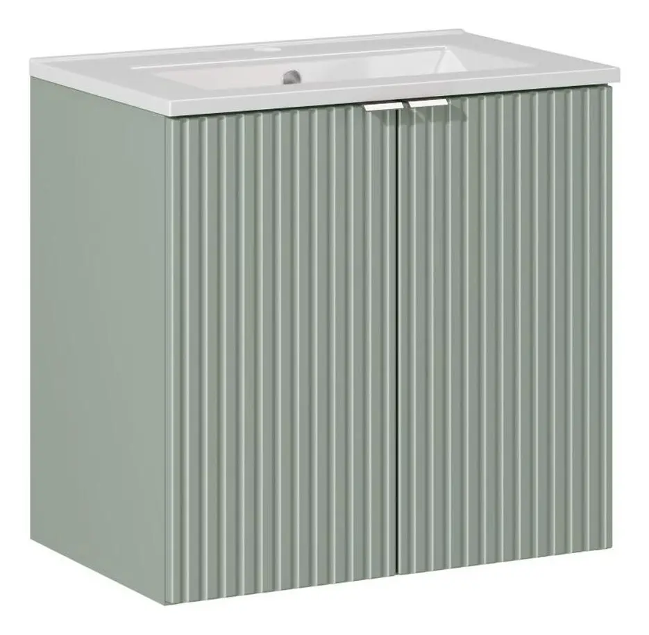 Comad Koupelnová skříňka s keramickým umyvadlem Line Reed Green 60 cm - zelená