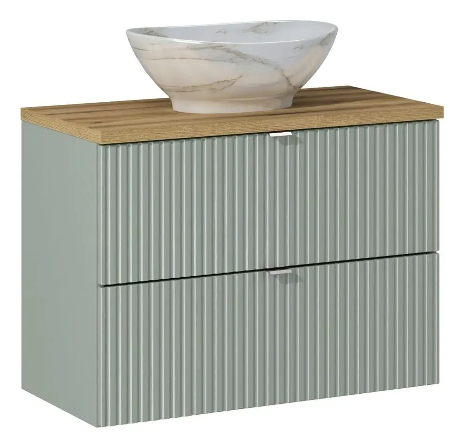 Comad Závěsná skříňka Line Reed s deskou a umyvadlem 80 cm zelená