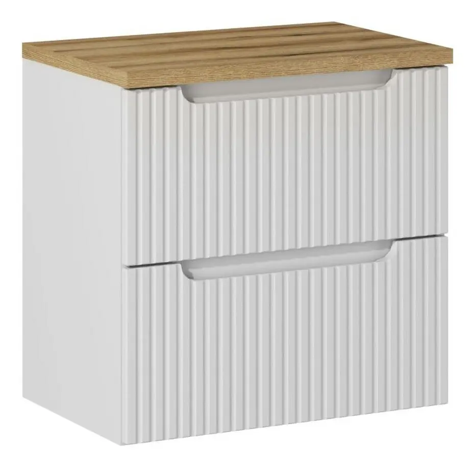 Comad Závěsná skříňka pod umyvadlo Nova White I s deskou 60 cm bílá/dub evoke