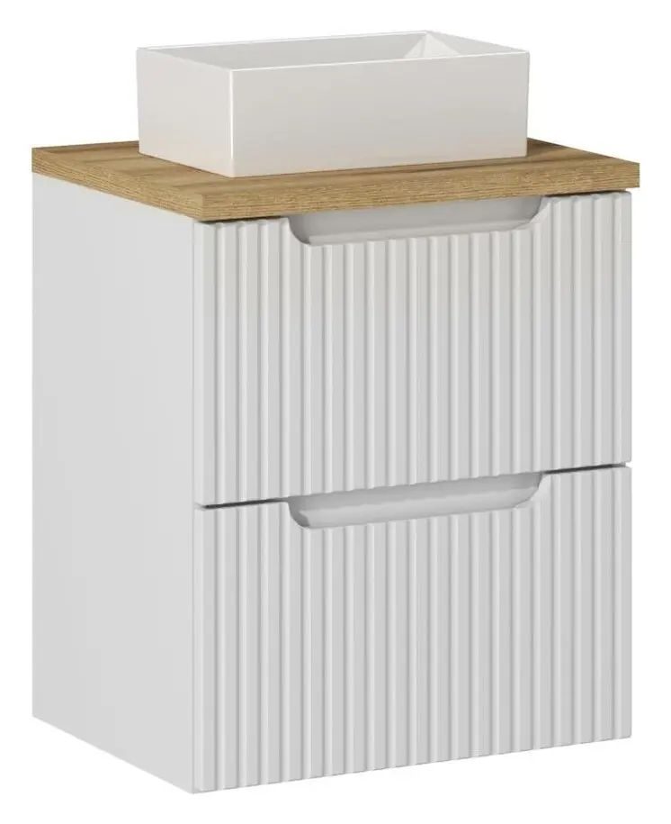 Comad Závěsná skříňka Nova White Gaja I s deskou a umyvadlem 50 cm bílá/dub evoke