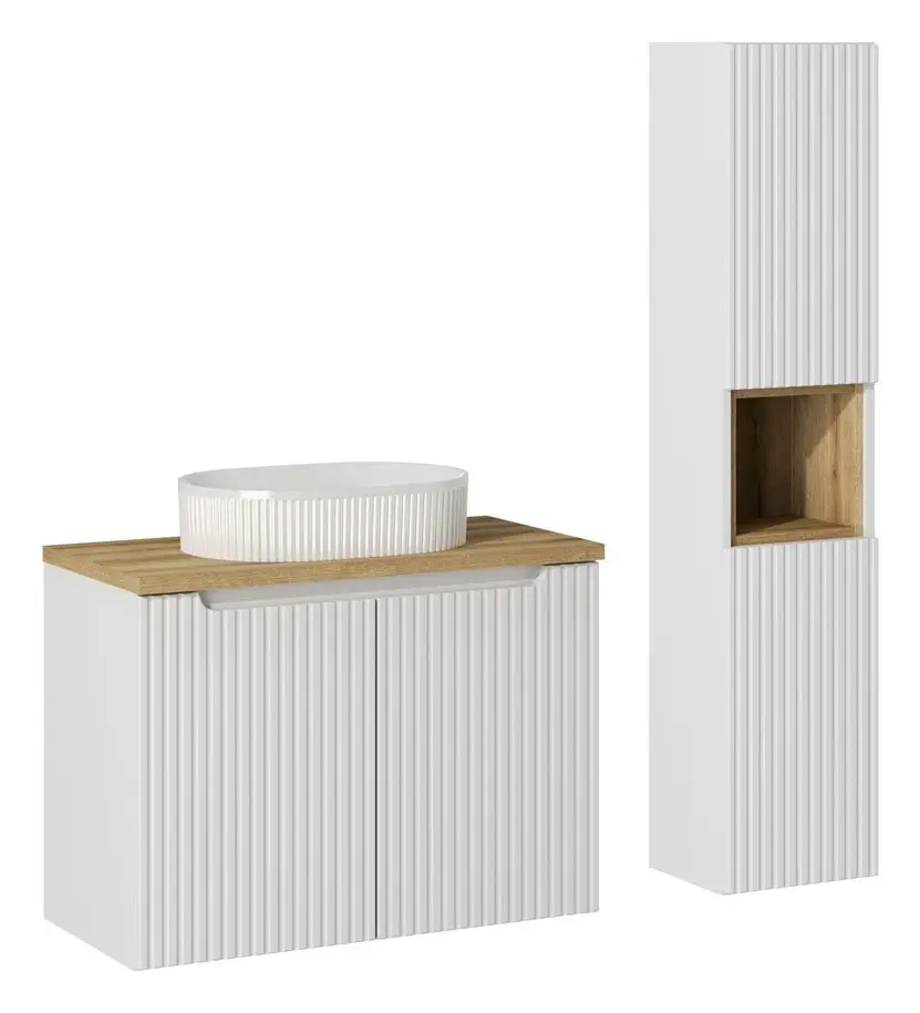 Comad Koupelnová sestava Nova White 80 cm se skříňkami a umyvadlem bílá/dub evoke