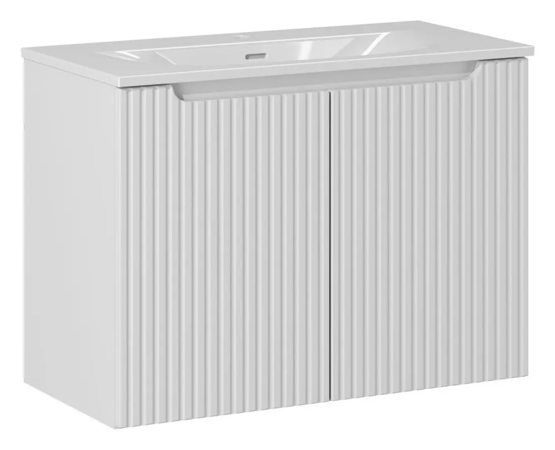 Comad Závěsná umyvadlová skříňka Nova White se zápustným umyvadlem 80 cm bílá