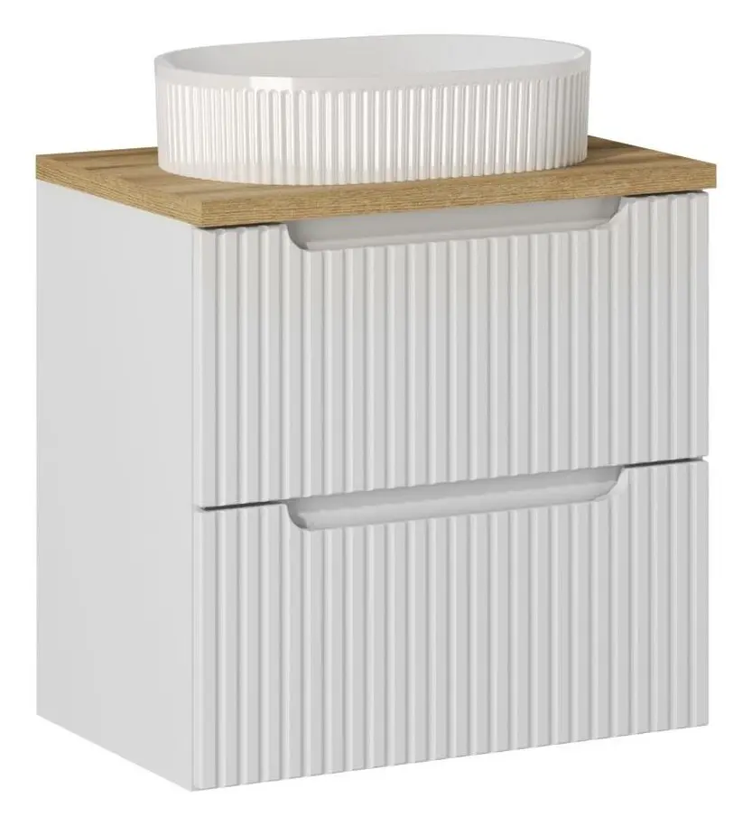 Comad Závěsná skříňka Nova White I s deskou a umyvadlem 60 cm bílá/dub coast evoke