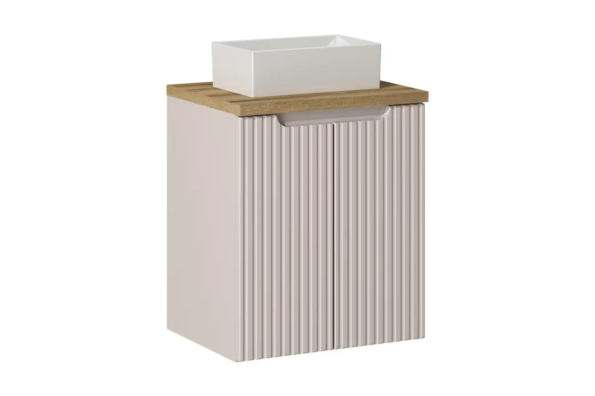 Comad Závěsná skříňka Nova Cashmere Gaja I s deskou a umyvadlem 50 cm kašmírová/dub evoke