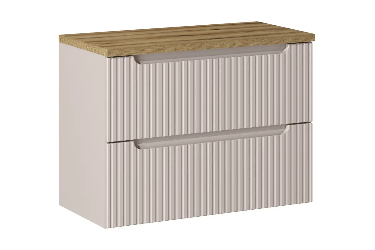 Comad Závěsná skříňka pod umyvadlo Nova Cashmere II s deskou 80 cm kašmír/dub coast evoke