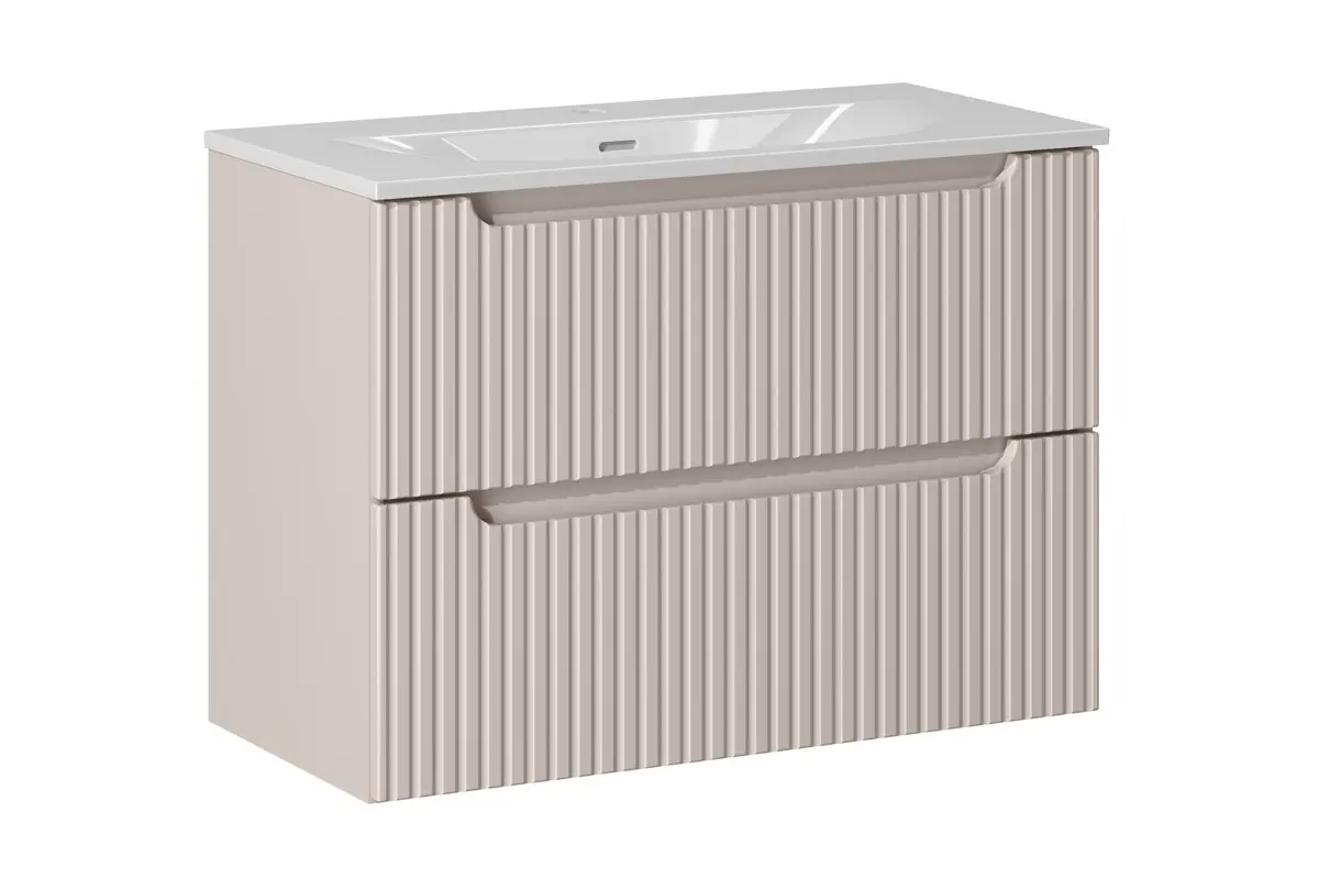 Comad Závěsná skříňka Nova Cashmere Sky3 se zápustným umyvadlem 80 cm bílá/kašmírová