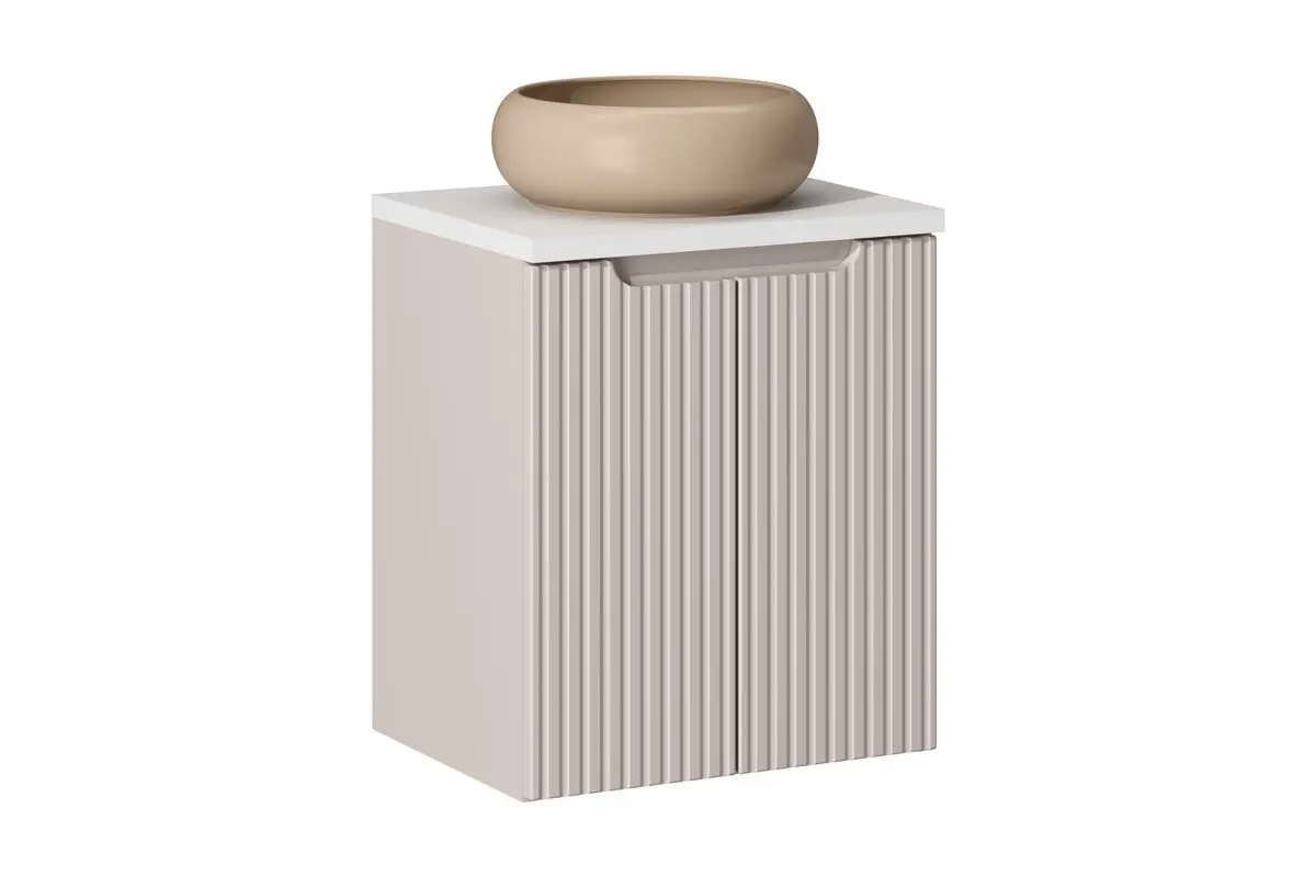 Comad Závěsná skříňka Nova Cashmere Wiki I s deskou a umyvadlem 50 cm kašmírová/bílá
