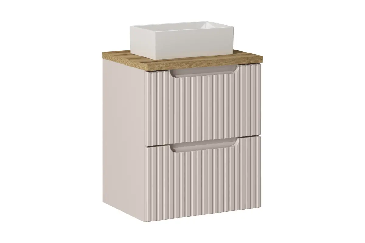 Comad Závěsná skříňka Nova Cashmere Gaja II s deskou a umyvadlem 50 cm kašmírová/dub evoke