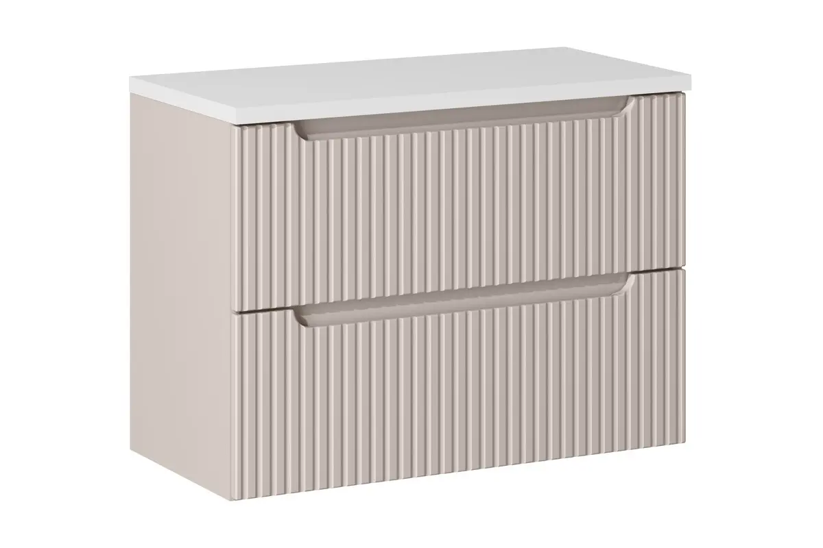 Comad Závěsná skříňka pod umyvadlo Nova Cashmere II s deskou 80 cm kašmír/bílá