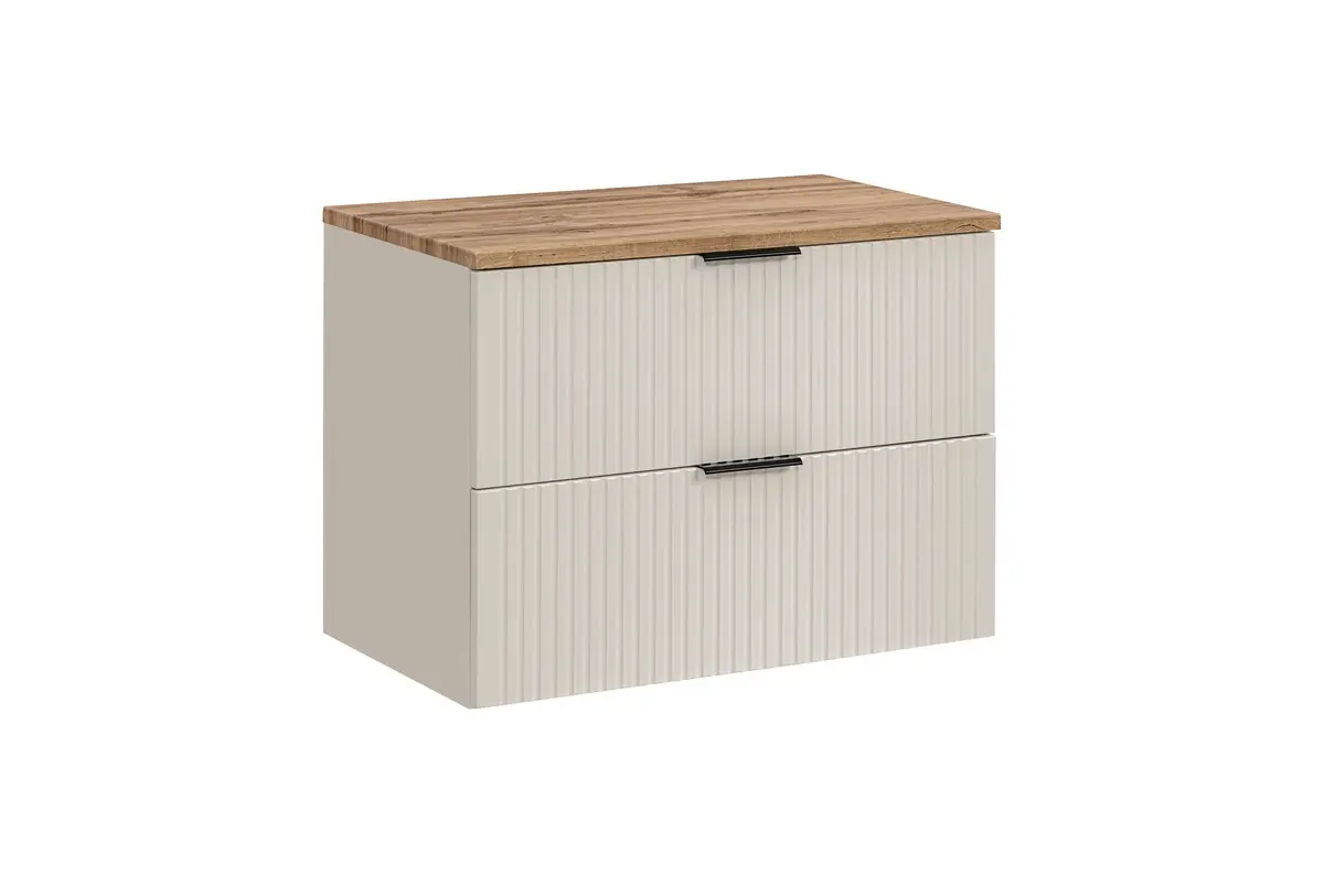 Comad Závěsná skříňka pod umyvadlo Adel Cashmere s deskou 80 cm kašmír/dub wotan