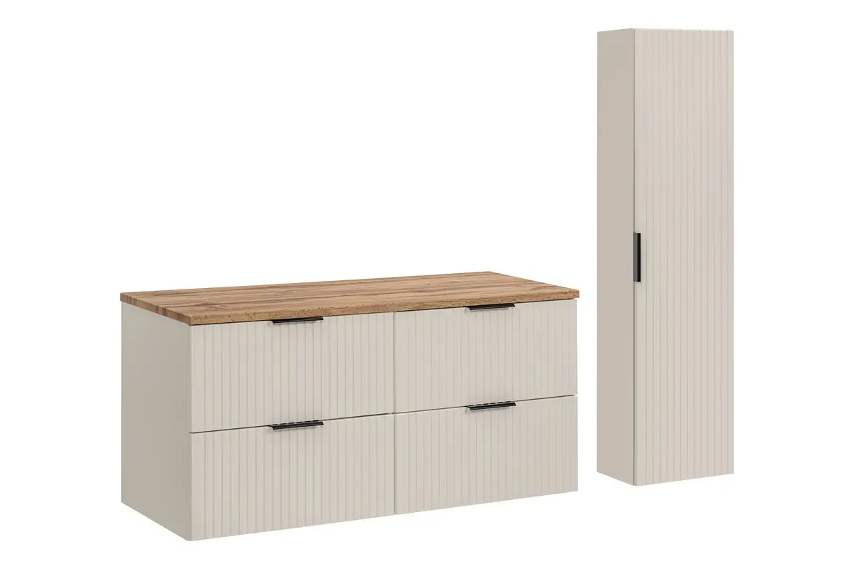 Comad Koupelnová sestava Adele Cashmere s deskou a skříňkami 120 cm kašmírová/dub wotan