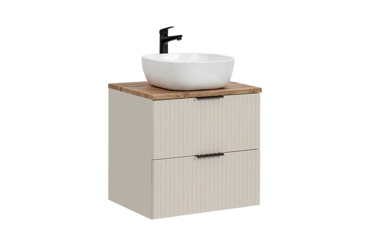 Comad Závěsná skříňka Adele Cashmere Smile s deskou a umyvadlem 60 cm kašmírová/dub evoke